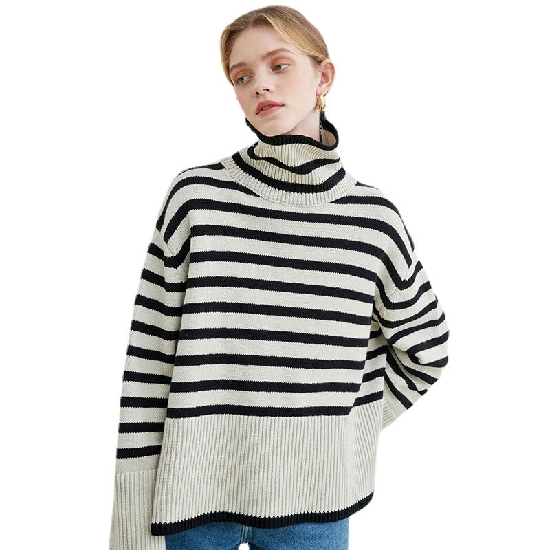 Women' Sweaters Women Black Big Size Knitting Pullovers Sweater Loose Fit Turtleneck Long Sleeve Fashion Autumn Winter 2021, Beige black stripe
Women' Sweaters Women Black Big Size Knitting Pullovers Sweater Loose Fit Turtleneck Long Sleeve Fashion Autumn Winter 2021, Beige black stripe