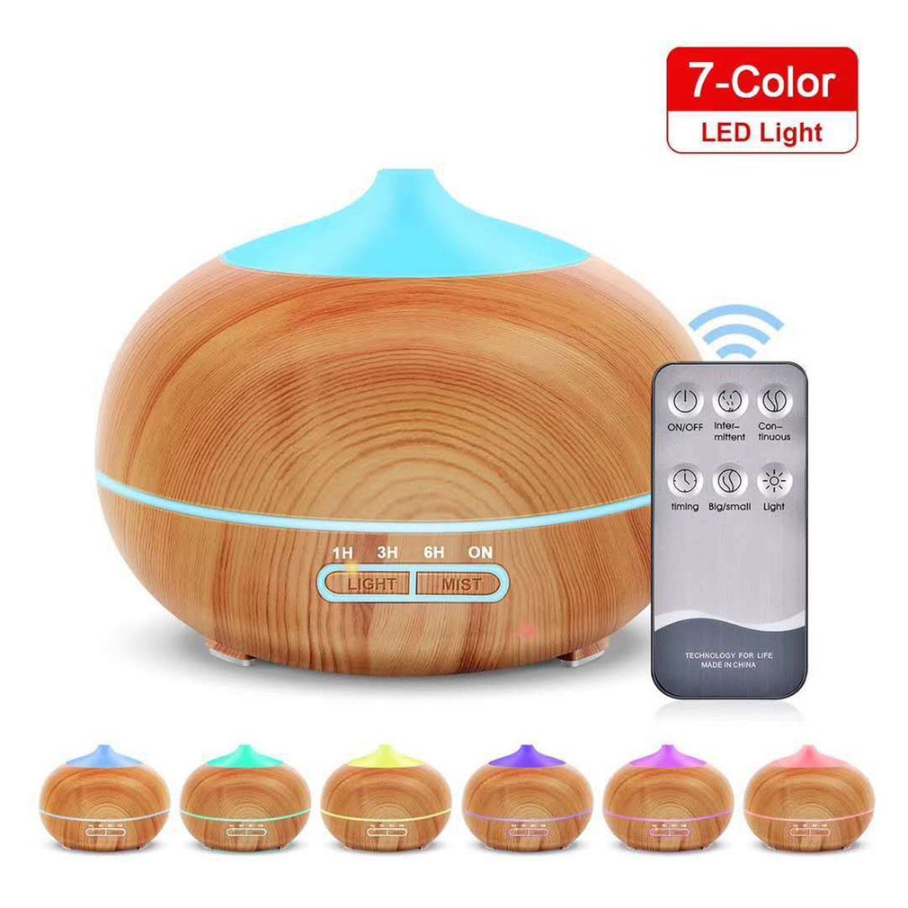 550Ml Distance control Ultrasone Air humidifier Flavour Essential oil Diffuser With Houtnerf 7 Color Changing Led Lighting