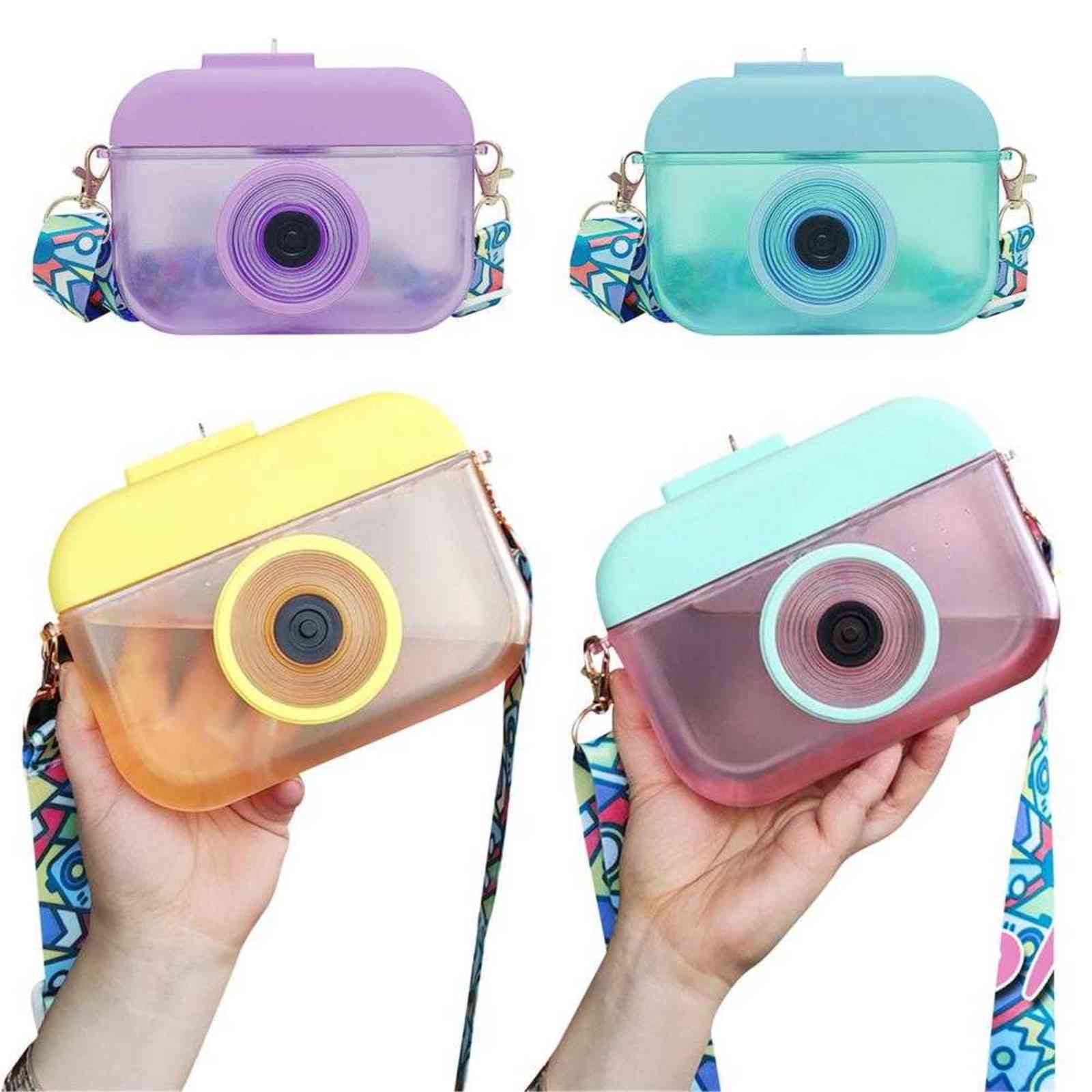 Creative Camera-shaped Water Bottle With Adjustable Shoulder Strap Cup Portable Outdoor Sports 400 Ml 11 211122