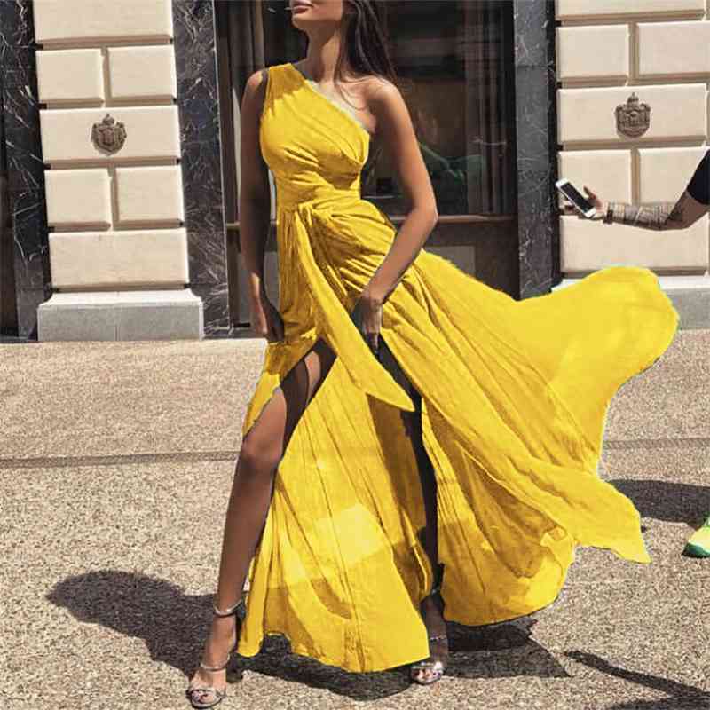 Z-zoux Women Dress Bandage Irregular Off Shoulder Dress Plus Size Sexy Long Summer Dresses Women New Fashion Women Clothes 210325