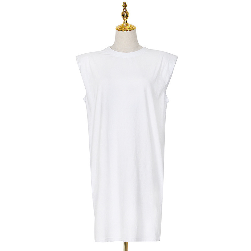 Women Dress Casual Loose Sleeveless Cotton T-shirt Dresses White Black Plus Size Girls Summer Fashion 210513