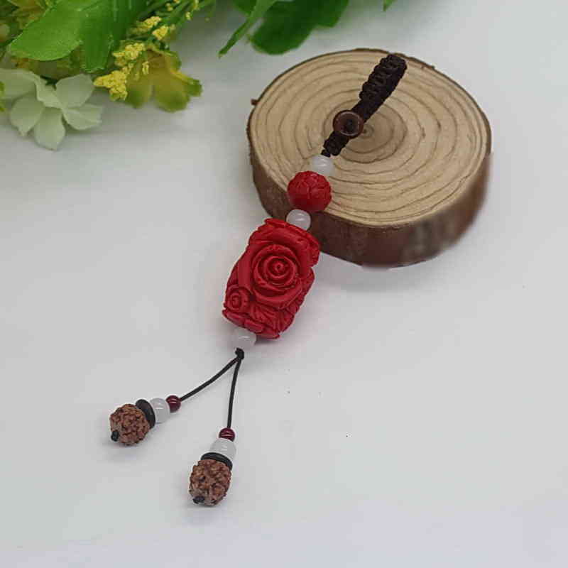 Key Rings Cinnabar Chain Chinese Style Pendant Bag Mobile Phone Accessories High Grade Car Ring 2021