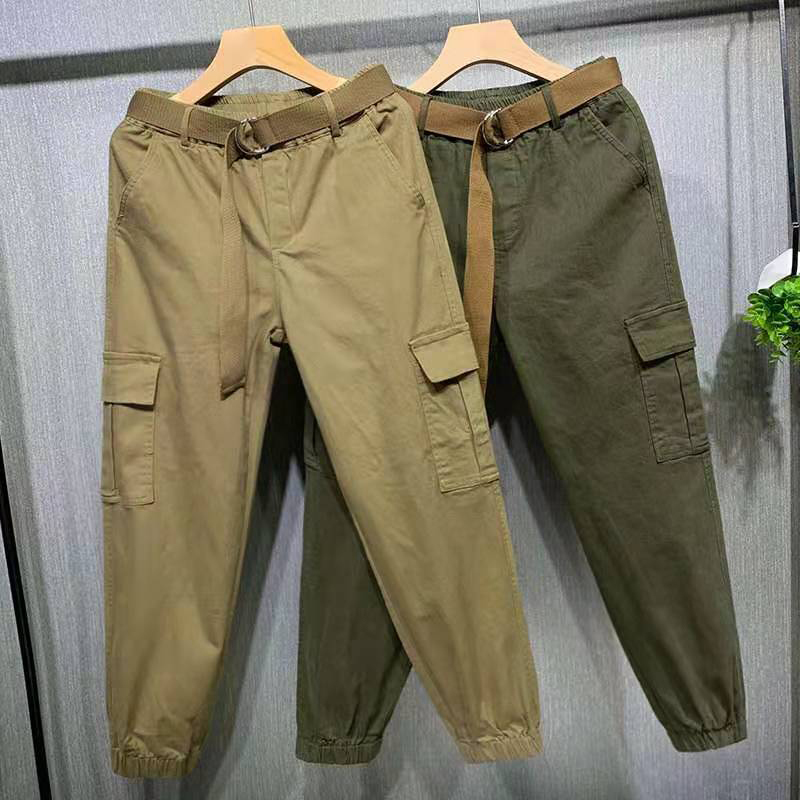 Spring Summer Korea Fashion Women Elastic Waist Anklelength Loose Pants Allmatched Casual Tooling Harem Plus Size S988 210512