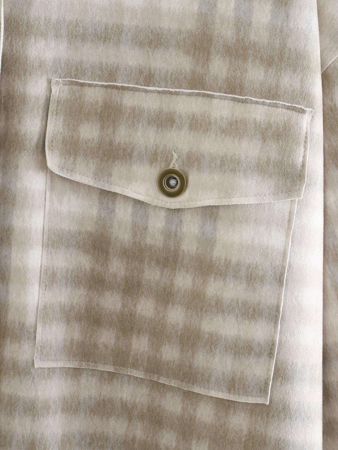 Boyfriend Style Gingham Check Plaid Shirt Lapel Long sleeve Pockets Blouse Tops Coat blusas chemise femme blusa GRAY GREEN 210429