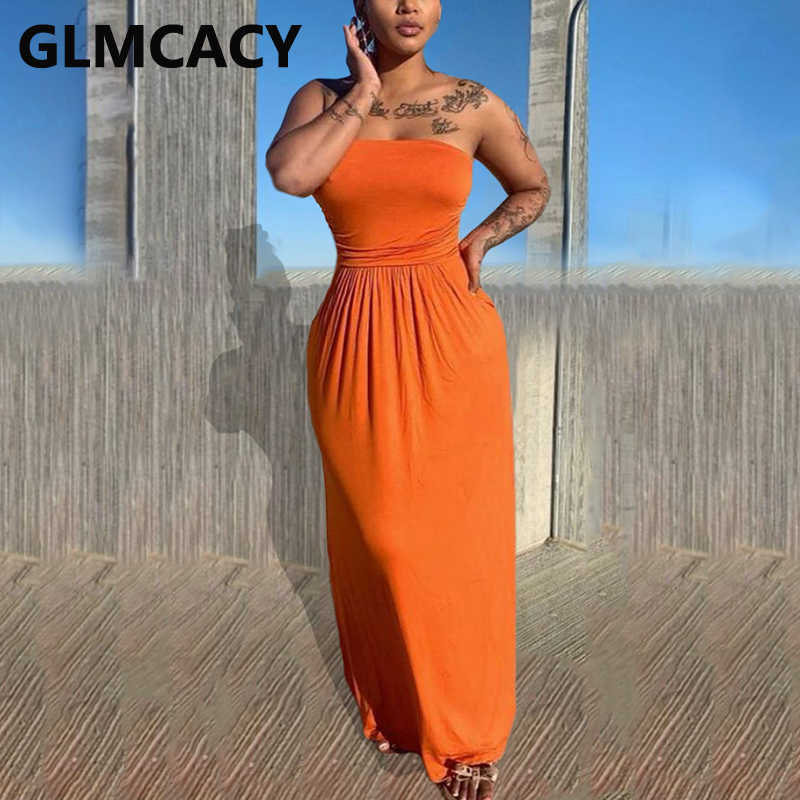 Off Shoudler Solid Casual Maxi Dress 210702