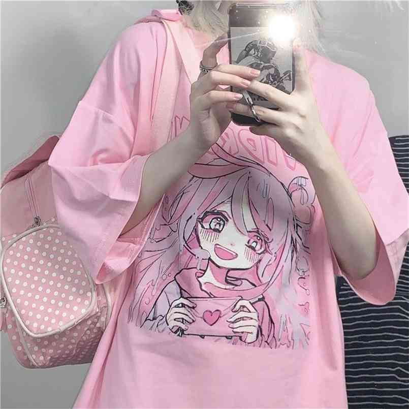 Cute Cartoon Anime Harajuku Pink Fun Street Kawaii Casual Short Sleeve T Shirts Ulzzang Loose Summer Women Oversized T-shirt Y2k 210708
Cute Cartoon Anime Harajuku Pink Fun Street Kawaii Casual Short Sleeve T Shirts Ulzzang Loose Summer Women Oversized T-shirt Y2k 210708