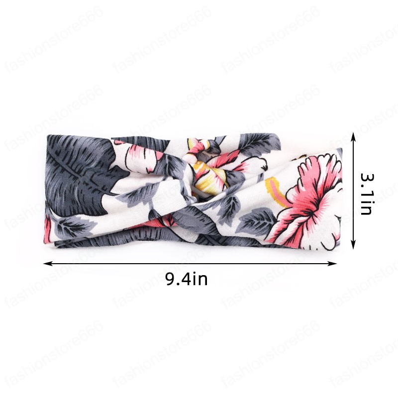 Floral Women Headband Spring Cross Knot Stretch Wide Hair Band For Lady Girls Elastic Turban Hairband Hair Accessories