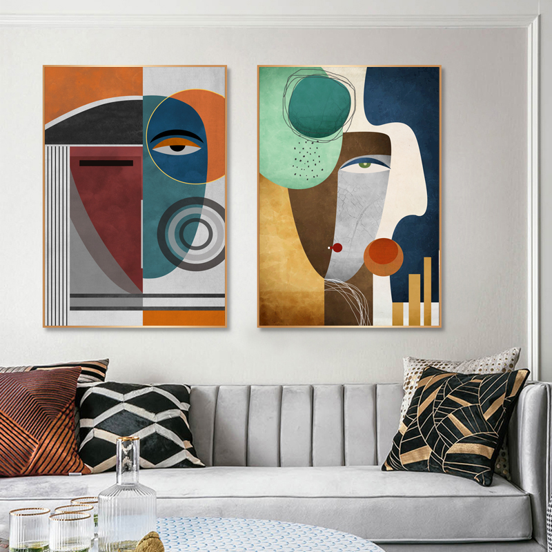 Abstract Face Line Nordic Poster Wall Art Pictures For Living Room Canvas Painting Modern Home Decor Sofa Colorful Geometry