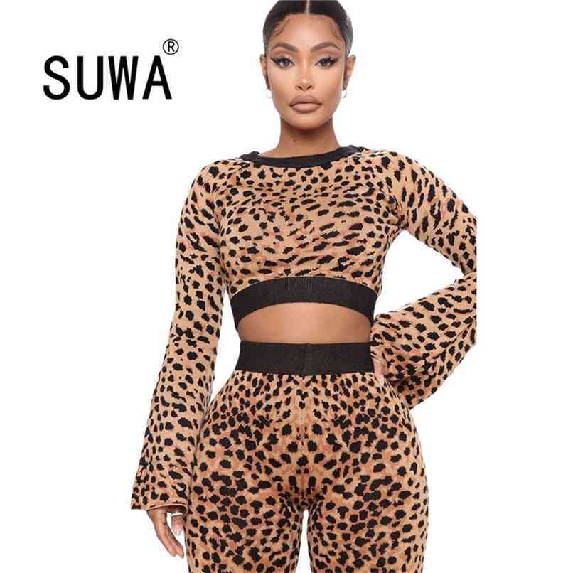 Trendy Chic Party And Club 2 Piece Outfits For Women Sets Leopard Printed Flare Sleeve Crop Top Skinny Pencil Pants Trousers 210525, Multi
Trendy Chic Party And Club 2 Piece Outfits For Women Sets Leopard Printed Flare Sleeve Crop Top Skinny Pencil Pants Trousers 210525, Multi