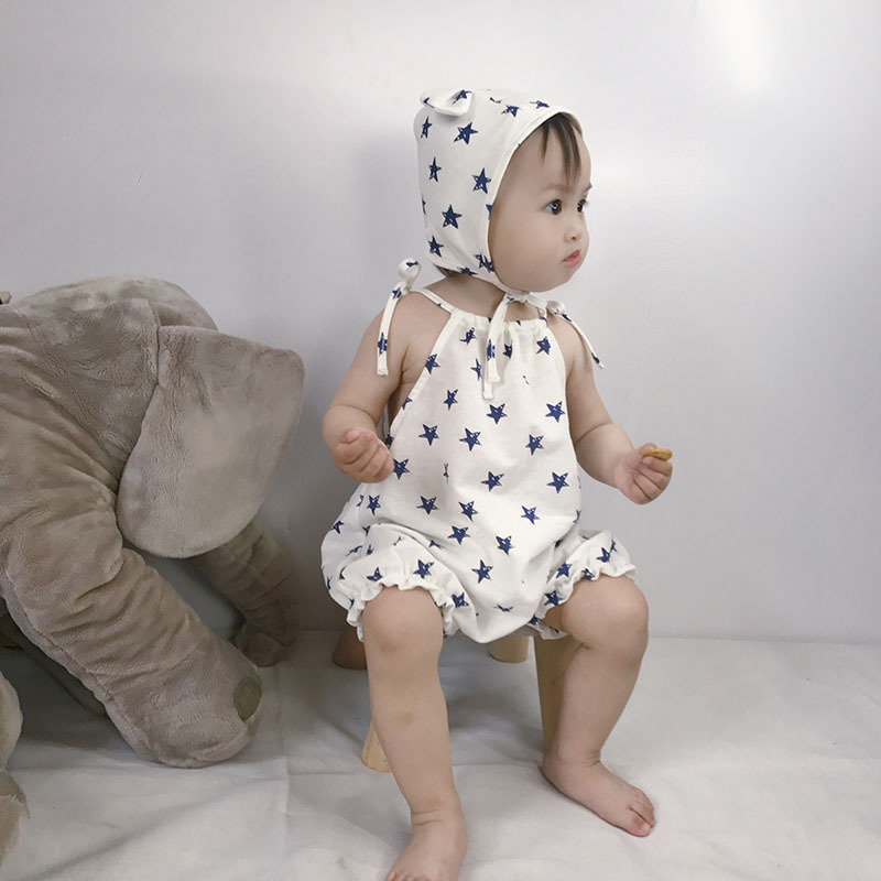 Baby Clothing Set Korean Style Boys Jumpsuits Summer Flower Toddler Girls Clothes Cute Tee Shorts And Hat 210429
