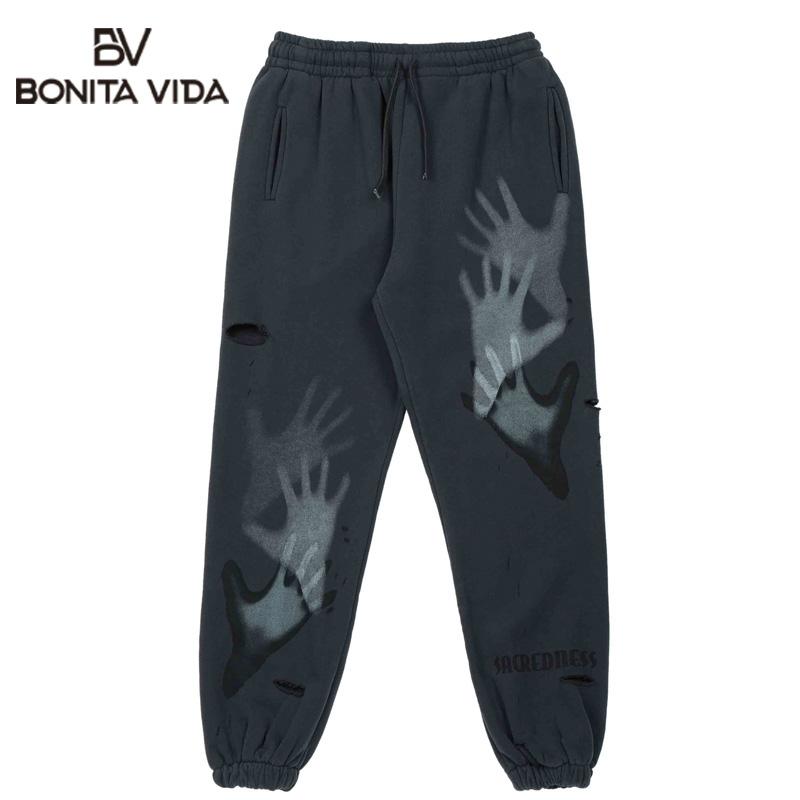 Men's Pants Bonita Vida High Street Hole Cotton Loose Sweatpants Men Winter Fleece Keep Warm Hip Hop Sacredness Handprint Casual Trousers, Black
Men's Pants Bonita Vida High Street Hole Cotton Loose Sweatpants Men Winter Fleece Keep Warm Hip Hop Sacredness Handprint Casual Trousers, Black