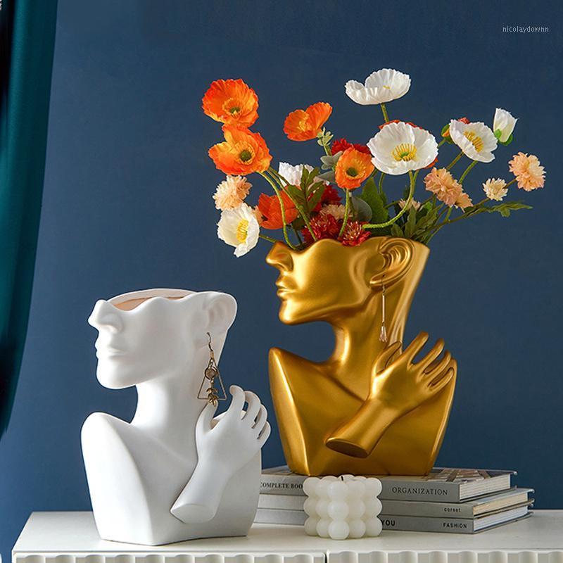 Vases Creative Portrait Vase Human Head Flower Decorative Nordic Pot Ornament Resin Statue Crafts Home Flowers Art Dercor
Vases Creative Portrait Vase Human Head Flower Decorative Nordic Pot Ornament Resin Statue Crafts Home Flowers Art Dercor