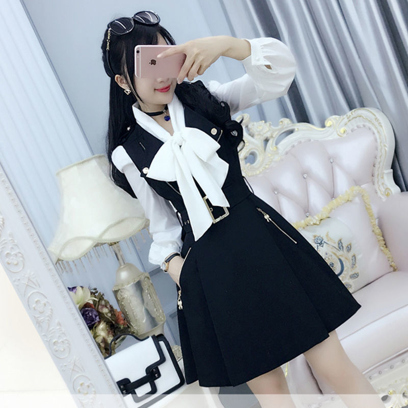 Women Dress Spring And Autumn New Black Zipper Slim British Temperament Lady Student Clothing 201025