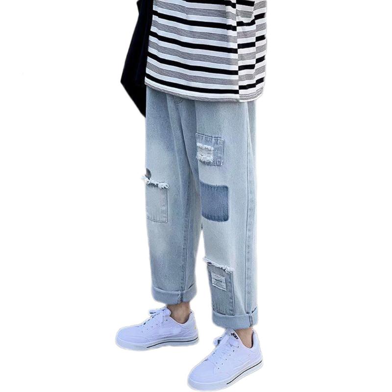 Men' Jeans GODLIKEU Ripped Spring Summer Harajuku High Street Korean Fashion Loose Trend Hole Straight Wide Leg Patchwork Pants, Blue
Men' Jeans GODLIKEU Ripped Spring Summer Harajuku High Street Korean Fashion Loose Trend Hole Straight Wide Leg Patchwork Pants, Blue