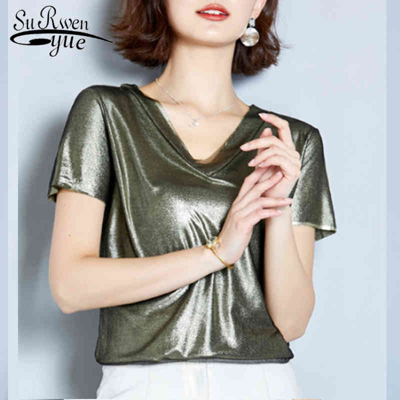Fashion V-neck Mesh Shirt Golden Red Tops Summer Women's Cool Short Sleeve Women blusas 4418 50 210521, Gold
Fashion V-neck Mesh Shirt Golden Red Tops Summer Women's Cool Short Sleeve Women blusas 4418 50 210521, Gold