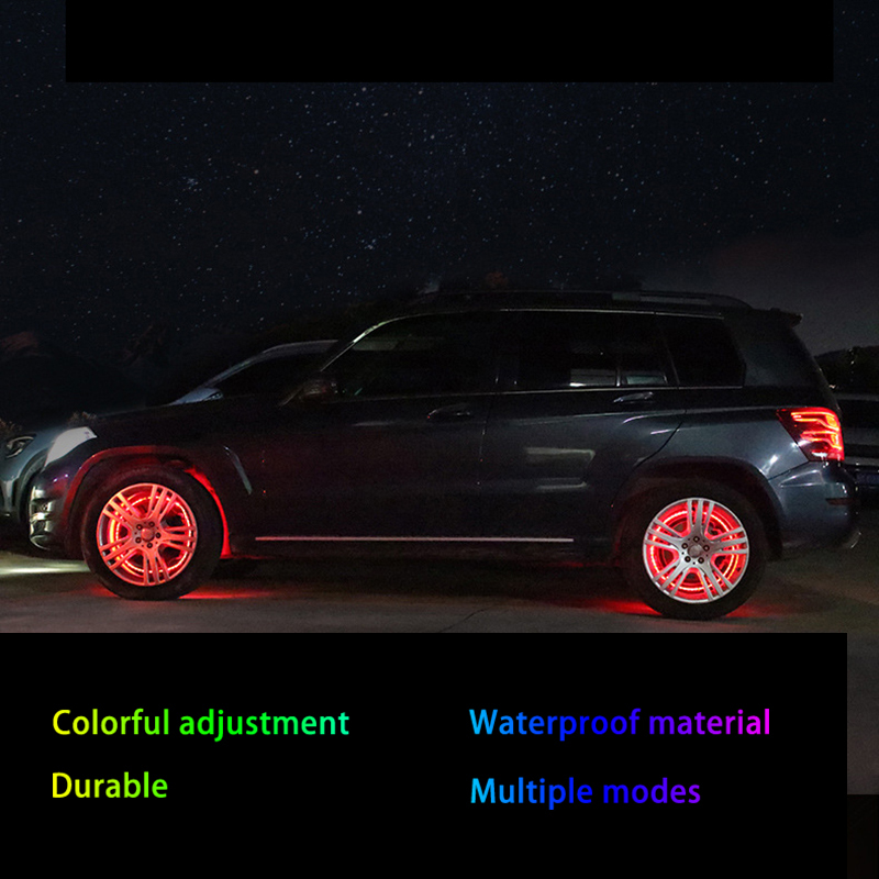 4Pcs RGB Car Hub Lamp Wheel LED Strip With App Control Multicolor Neon Lighting For BMW Universal Decorative Ambient Light Kit