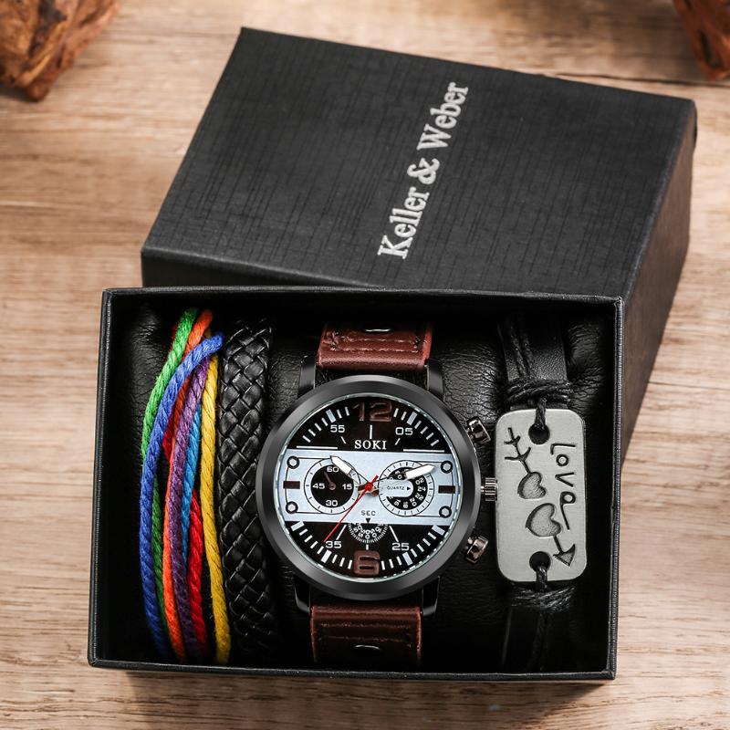Wristwatches Watch For Men Luxury Casual Rainbow Rope Bracelet Gift Set Business Stainless Steel Quartz Leather Wristwatch, Watch gift set 04
Wristwatches Watch For Men Luxury Casual Rainbow Rope Bracelet Gift Set Business Stainless Steel Quartz Leather Wristwatch, Watch gift set 04