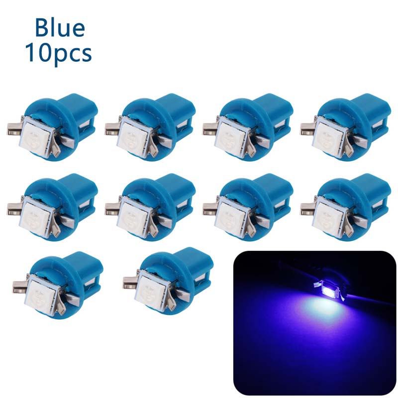 10Pcs/Set LED Light Car Gauge Speed Dash Bulb Dashboard Instrument Lights Wedge Interior Lamps B8.5D 509T B8.5 5050 1 SMD T5 LED-Lamp