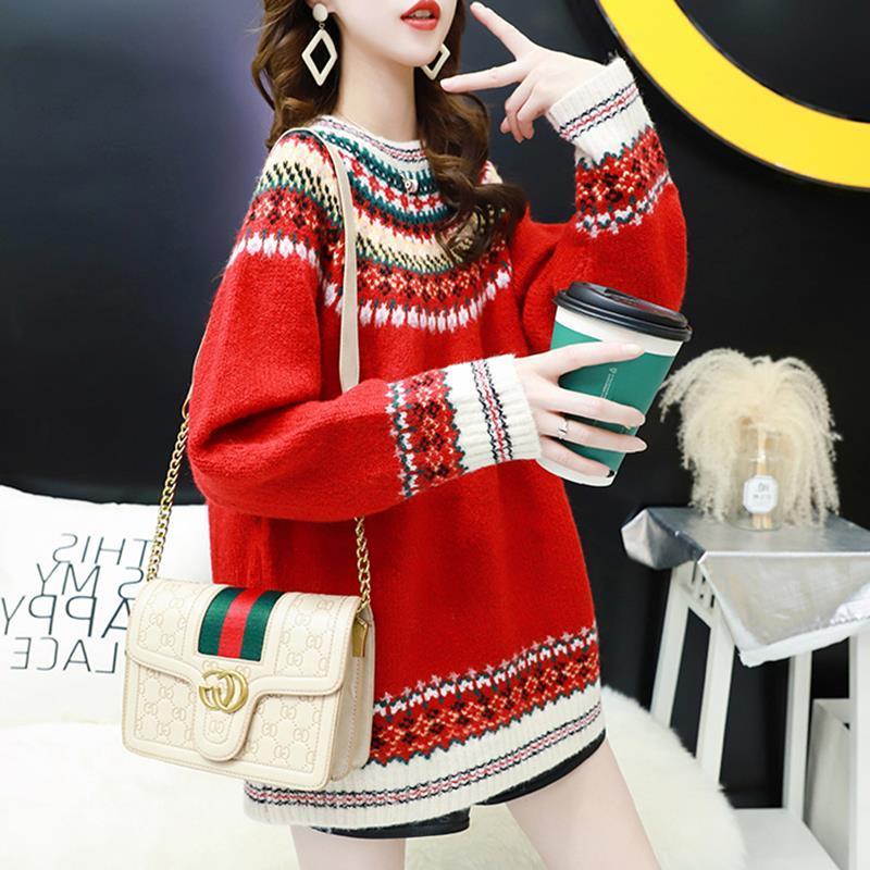 women's sweaters female christmas loose ethnic long sweater literary around the neck wear retro jacquard mesh r1gu, White;black
women's sweaters female christmas loose ethnic long sweater literary around the neck wear retro jacquard mesh r1gu, White;black