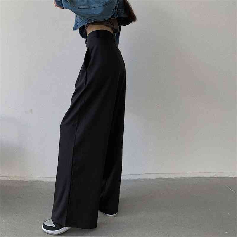 Nomikuma Black Work Wear Suit Pants Korean High Waist Long Women Trousers Autumn New Wide Leg Pants Pantalones Mujer 6C524 210427