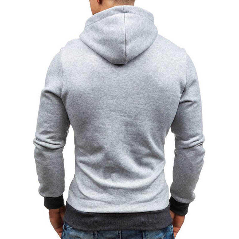 Casual Solid Mens Hoodies Diagonal Zipper Long Sleeve Hoodie Sweatshirts Men Hoody Pullover Sweatshirt Hooded Sweat Homme 211018