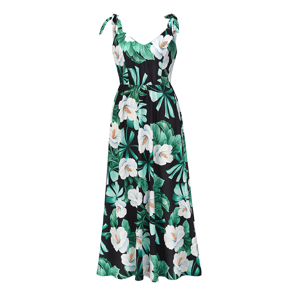 Women Dress V Neck Printed Bohemia Sexy Long Floral Maxi es Sleeveless Spaghetti Strap Beach es 210513