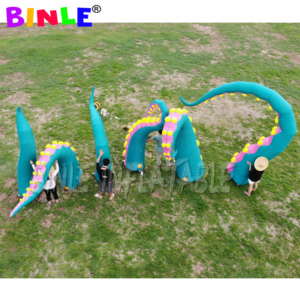 3mH Customized Urban-Art outdoor green giant inflatable octopus tentacle inkfish feet for halloween decoration&party decorations toys sports