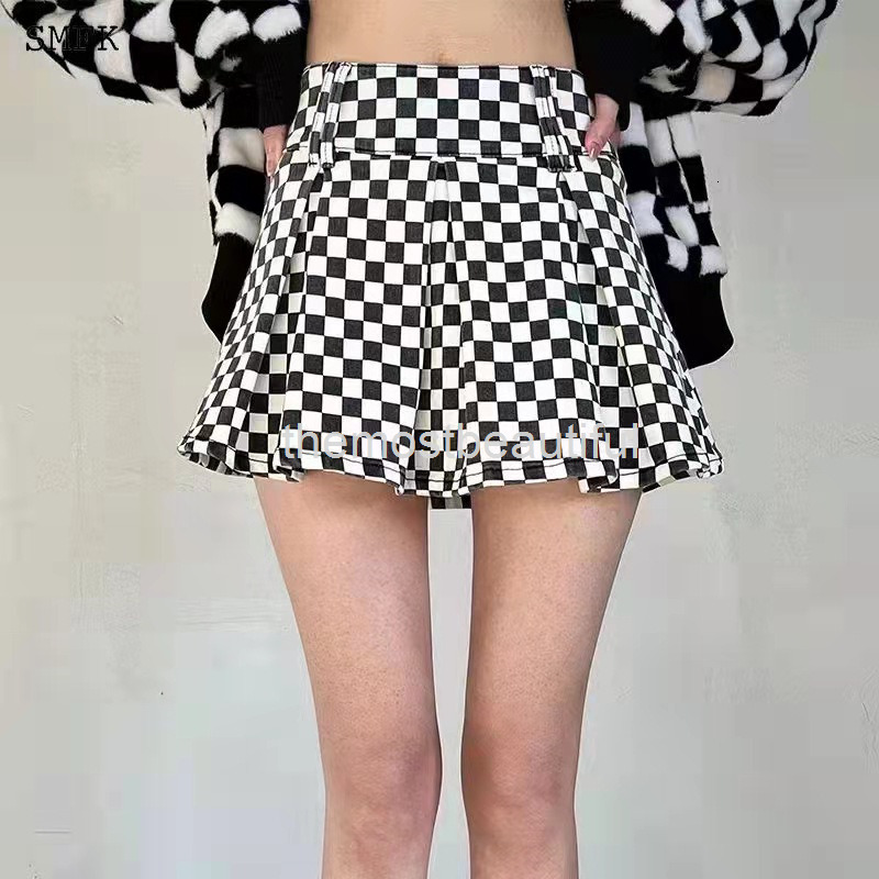 Skirts Smfk 22 spring fairyland pleated skirt denim black and white check high waist erboard
Skirts Smfk 22 spring fairyland pleated skirt denim black and white check high waist erboard
