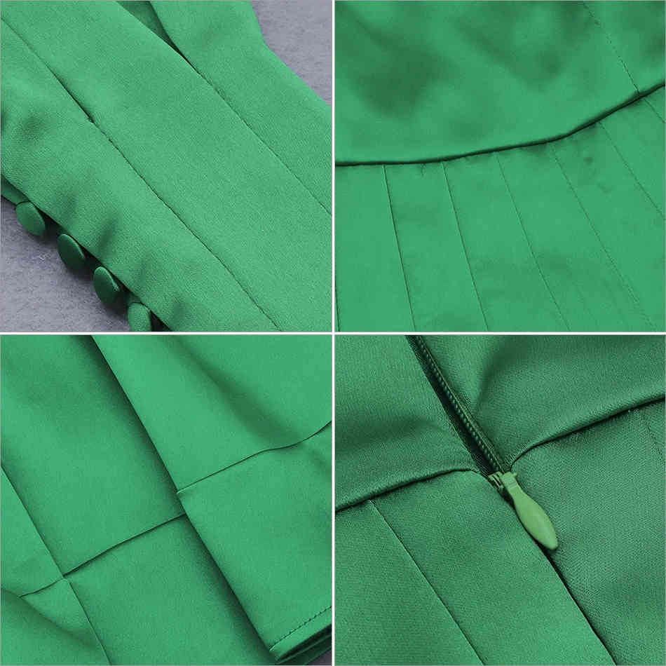 Free Chic Women's Green Mini Dress Sexy Square Neck Puff Sleeve Bodycon Draped A-line Club Party Vestido 210524