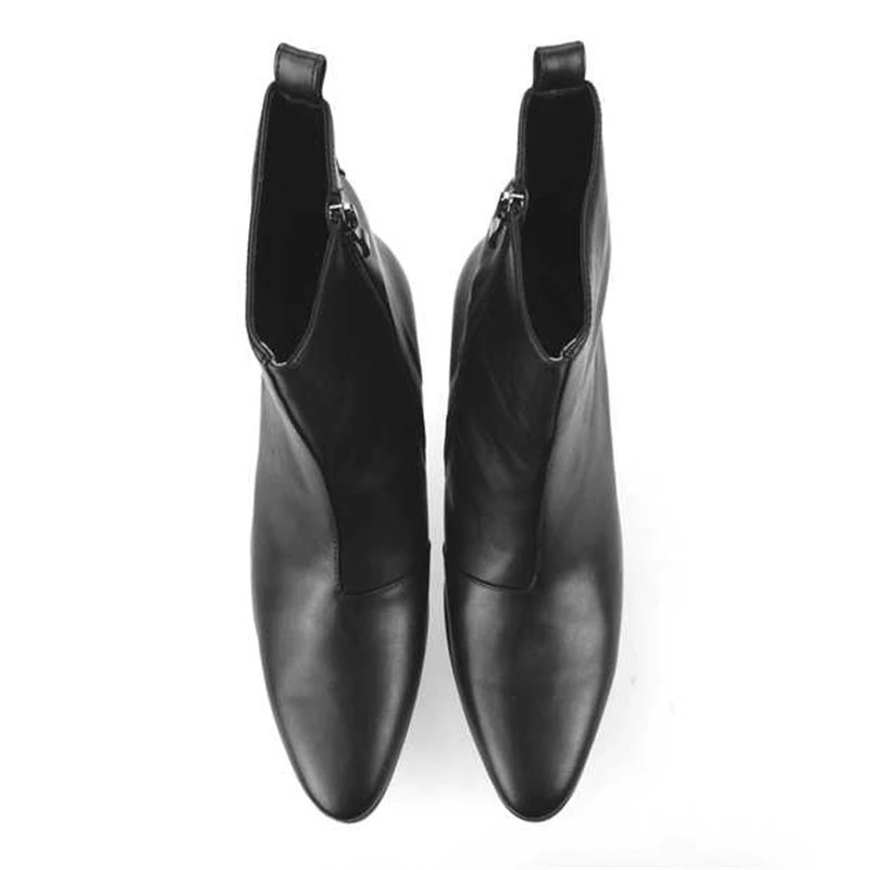 2021 Autumn Winter High Heels Man Boots High Quality Genuine Leather Waterproof Zipper Shoes Suede Comfortable Chelsea Boots Men