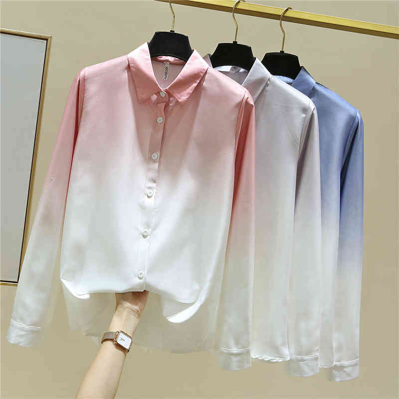 Office Lady Blusas Mujer De Moda Autumn Women Long Sleeve Chiffon Blouses and Shirts POLO Collar Female Clothing 11925 210506
