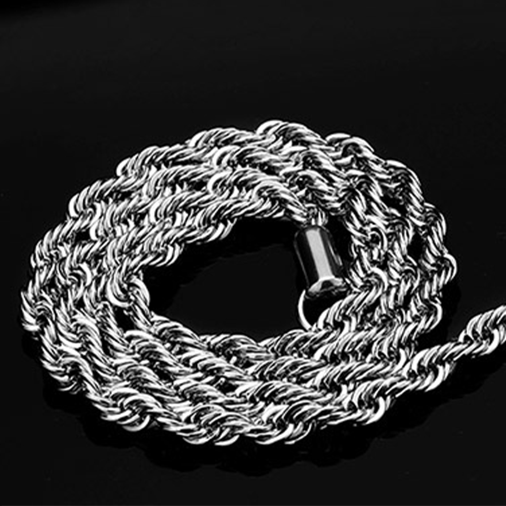 2mm-5mm Stainless Steel Necklace Twisted Rope Chain Link for Men Women 45cm-75cm Length with Velvet Bag