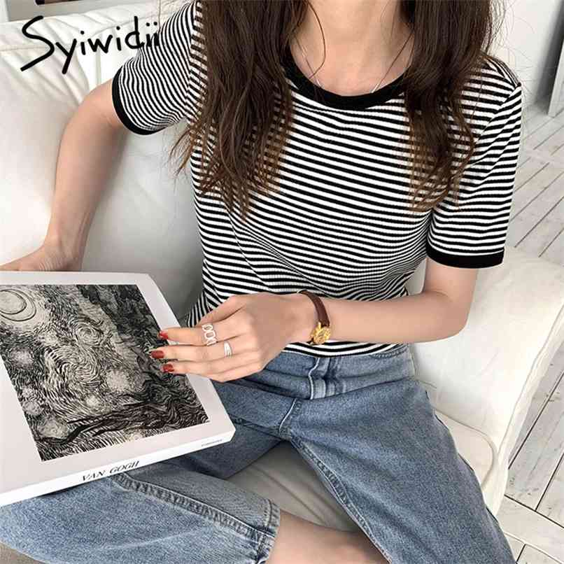 Striped T Shirt for Women Style Home O Neck Short Sleeve Korean Fashion Summer Tshirts Casual Black Hit Colors Tops 210607, Coffee
Striped T Shirt for Women Style Home O Neck Short Sleeve Korean Fashion Summer Tshirts Casual Black Hit Colors Tops 210607, Coffee