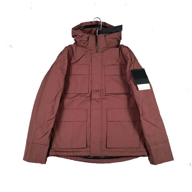 Herrenjacke, Rot, Basic-Typ, mit Baumwolle gefütterter Herren-Winter-Puff-Daunenmantel