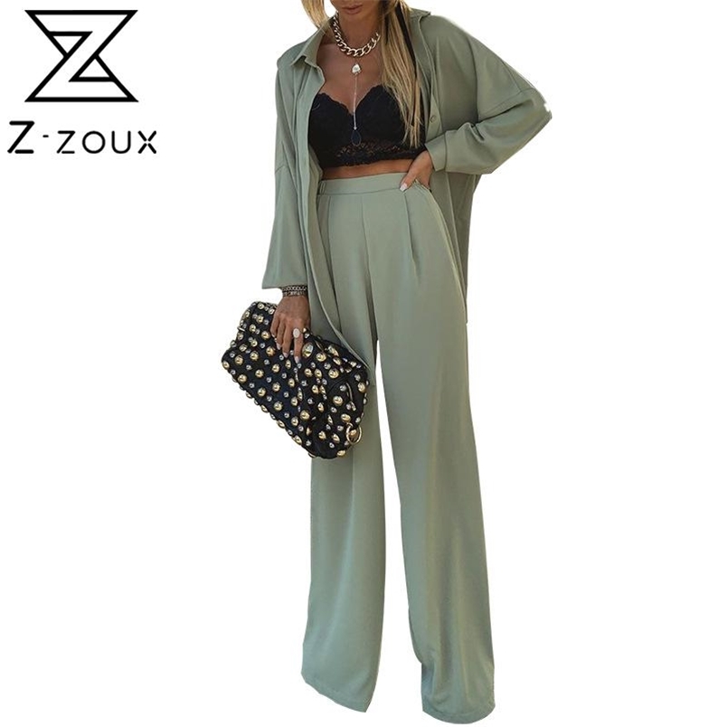 Women Set Shirt Pants s Long Sleeve Casual Blouse High Waist Plus Size 2 Piece 210513