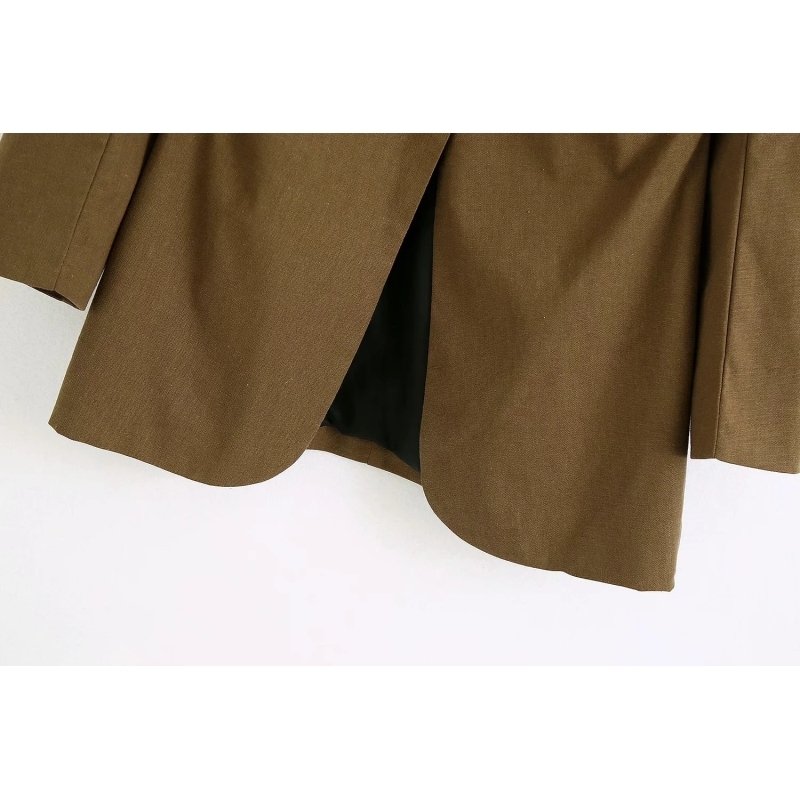 vintage women jackets autumn soft linen office laydies coats brown long blazer female jacket loose casual girls chic 210430