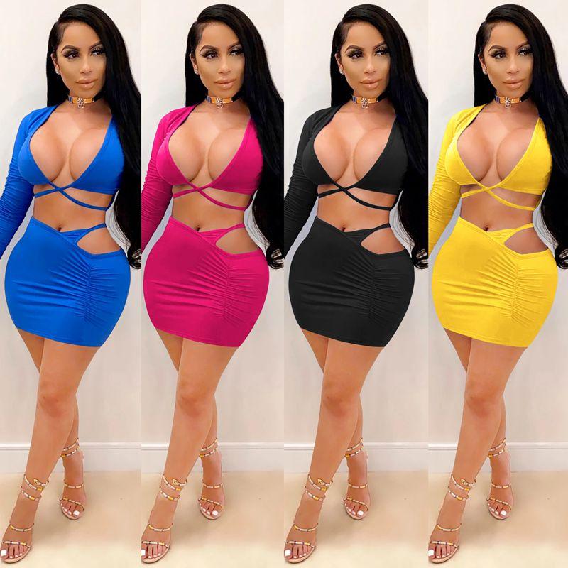 Sexy Club Birthday Outfits Women's Tracksuits Cross Bandagefull Sleeve Tops 2 Piece Set For Women Rave Festival Clothing And Mini Dress Sets, Red
Sexy Club Birthday Outfits Women's Tracksuits Cross Bandagefull Sleeve Tops 2 Piece Set For Women Rave Festival Clothing And Mini Dress Sets, Red
