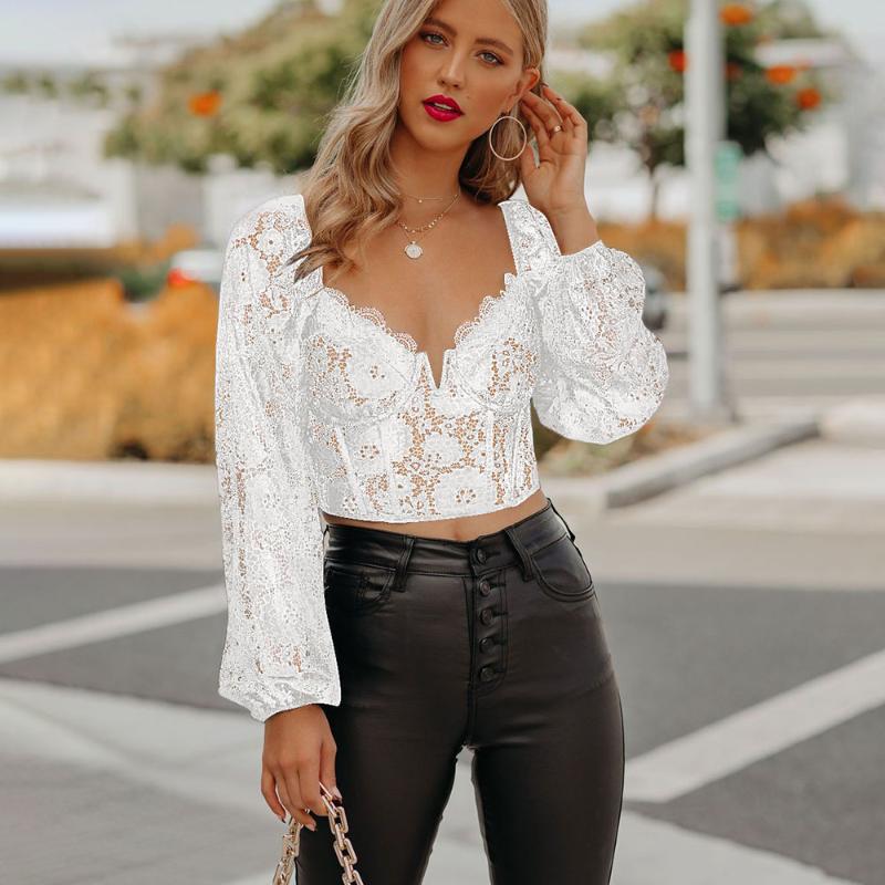Women's Blouses & Shirts Sexy Hollow Out Lace Shirt Top Women 2022 Spring Autumn Deep V-neck Long Sleeve Backless White Vintage Crop Tops
Women's Blouses & Shirts Sexy Hollow Out Lace Shirt Top Women 2022 Spring Autumn Deep V-neck Long Sleeve Backless White Vintage Crop Tops