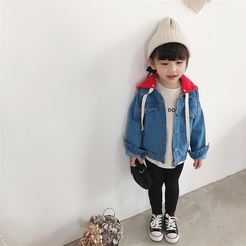 Autumn korean style baby girls long sleeve hooded denim jackets kids cotton casual all-match loose coats children outwear 210708, Blue
Autumn korean style baby girls long sleeve hooded denim jackets kids cotton casual all-match loose coats children outwear 210708, Blue