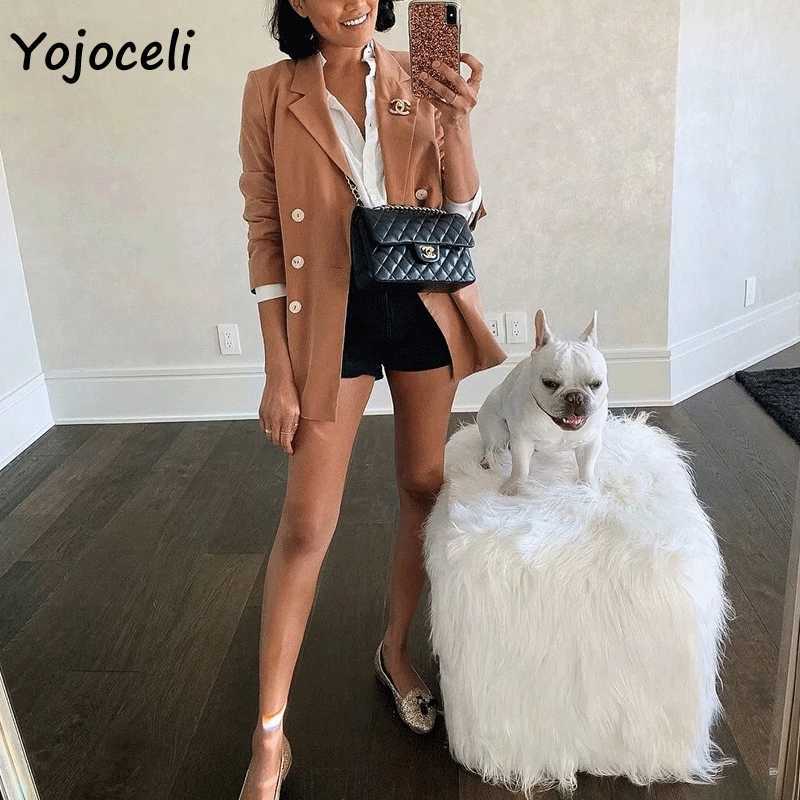 Yojoceli trendy double breased blazers coat women streetwear outerwear jacket female 210609