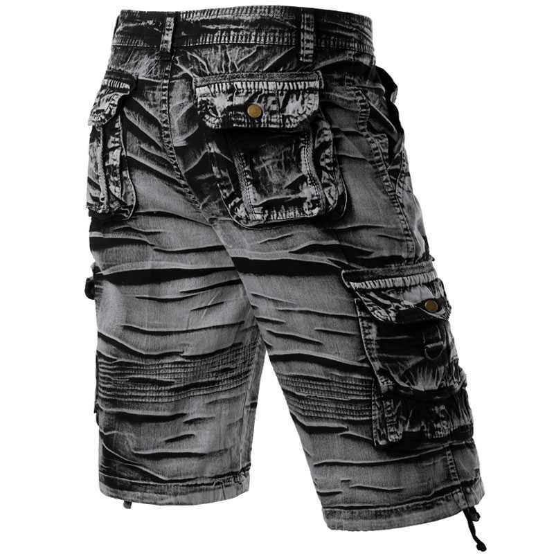 Gray Camo Cargo Shorts Men Cotton Mens Short Pants Comfortable Bermuda Masculina Relaxed Fit Multi-Pocket Pantalon Corto Hombre 210629