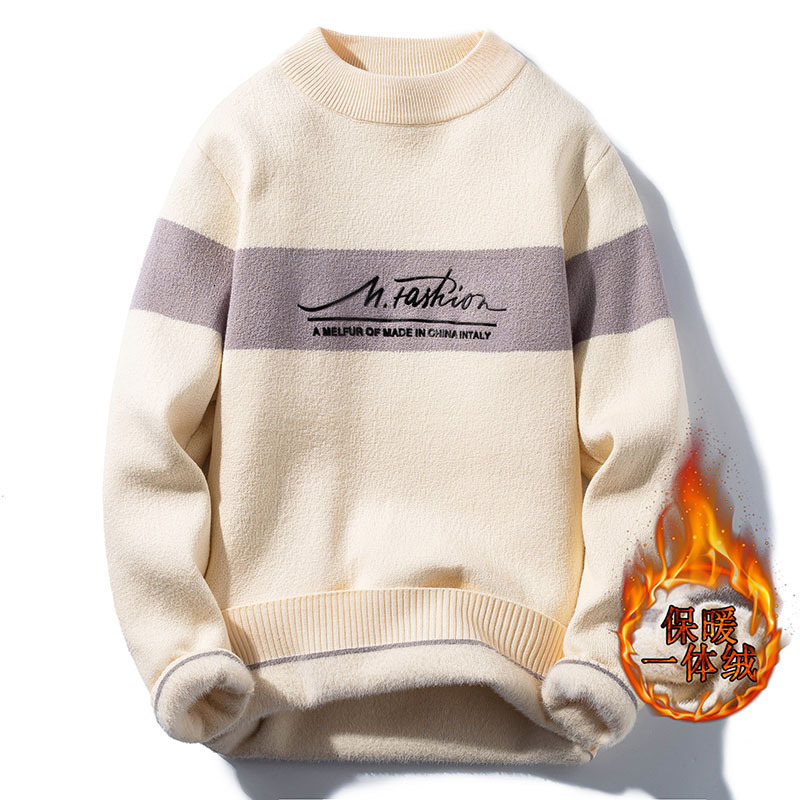 sweater knit men's live goods half high collar plush thickened warm ted base, White;black
sweater knit men's live goods half high collar plush thickened warm ted base, White;black