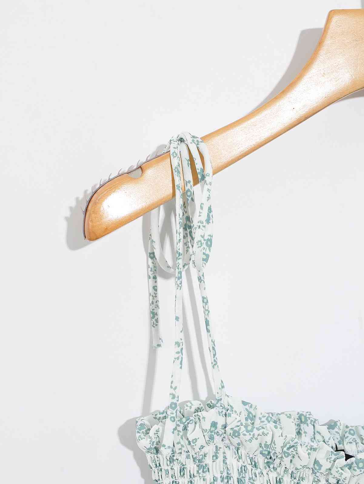 Retro Elegant Elastic Body Long Sling Dresses France Fresh Floral Print Vintage Women Summer Dress Holiday 210429