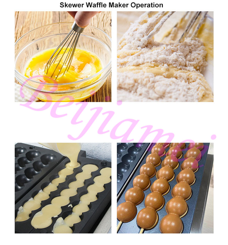 BEIJAMEI Commercial Waffle Stick Maker Machine Electric Octopus Ball Takoyaki Skewer Waffle Making Grill Pan Snack Machines