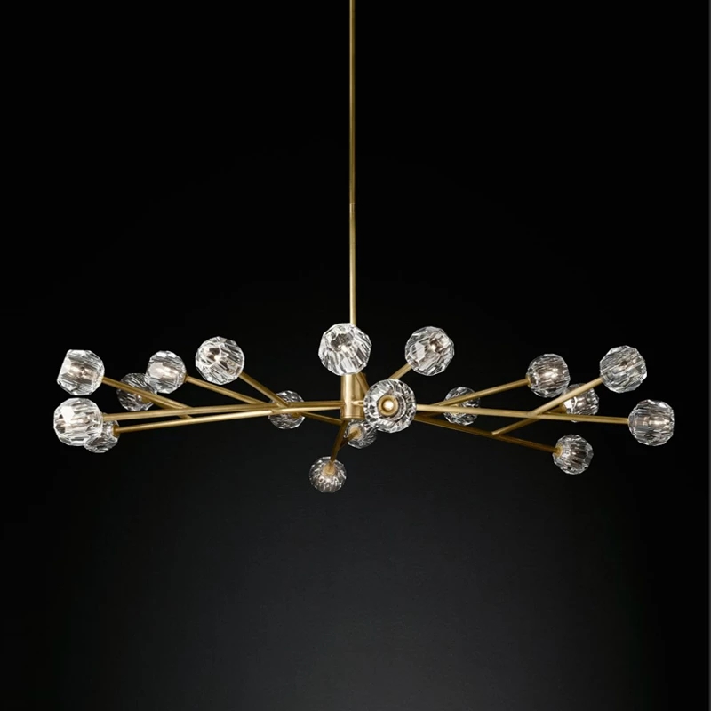 American RH Loft K9 Cristal G9 Led Chandelier Lamps Lustre Luminarias Gold Black Metal Branch Lighting Living Room Fixtures