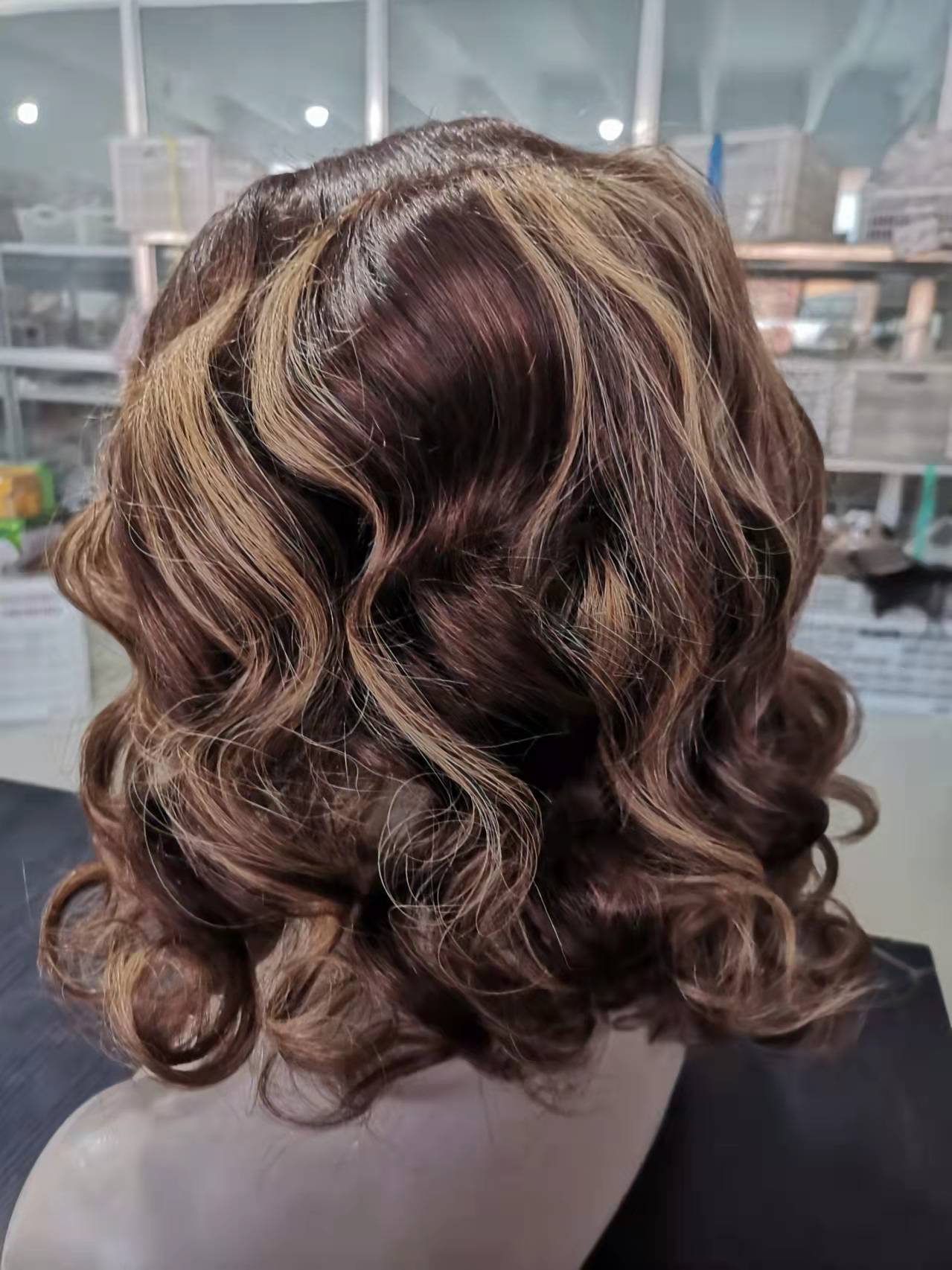 2022 New hot chestnut brown blonde highlight wavy bob u part wig human upart glueless brazilian hair wigs 150% 2x4" middle ushape 14inch