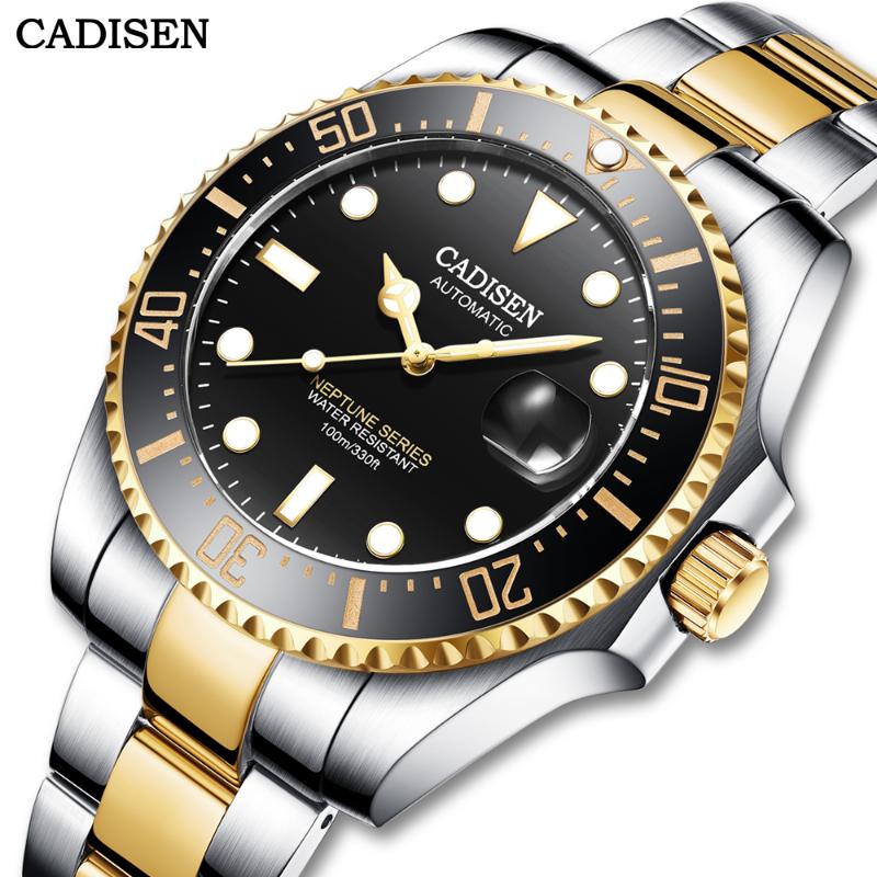 Wristwatches CADISEN Luxury Men Automatic Watch 100m Waterproof Ceramic Bezel Stainless Steel NH35A Japan Movement Mechanical Wrist, Gold
Wristwatches CADISEN Luxury Men Automatic Watch 100m Waterproof Ceramic Bezel Stainless Steel NH35A Japan Movement Mechanical Wrist, Gold