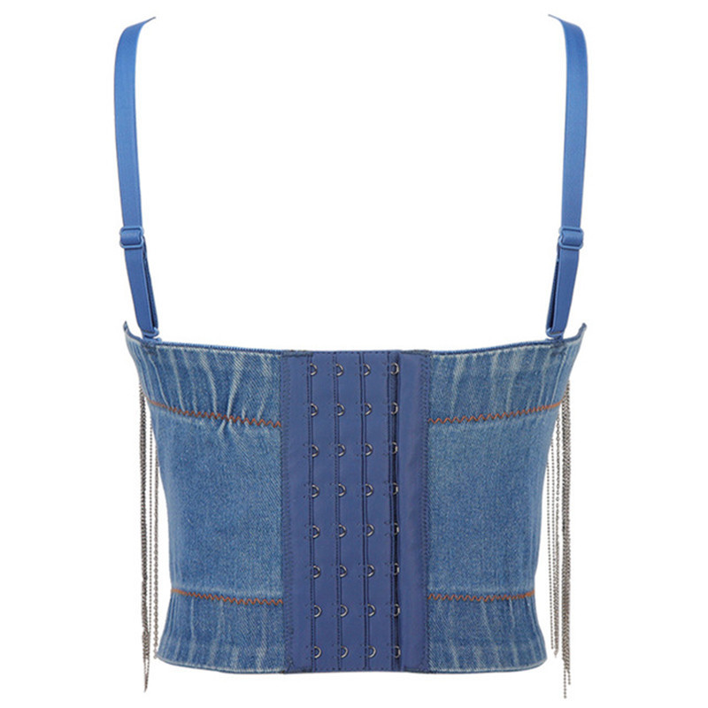 Women Corset Tops Denim Bra Clothing Elegant Crop Sexy Party Bustier Vest Camis Cropped Woman Tanks 210525