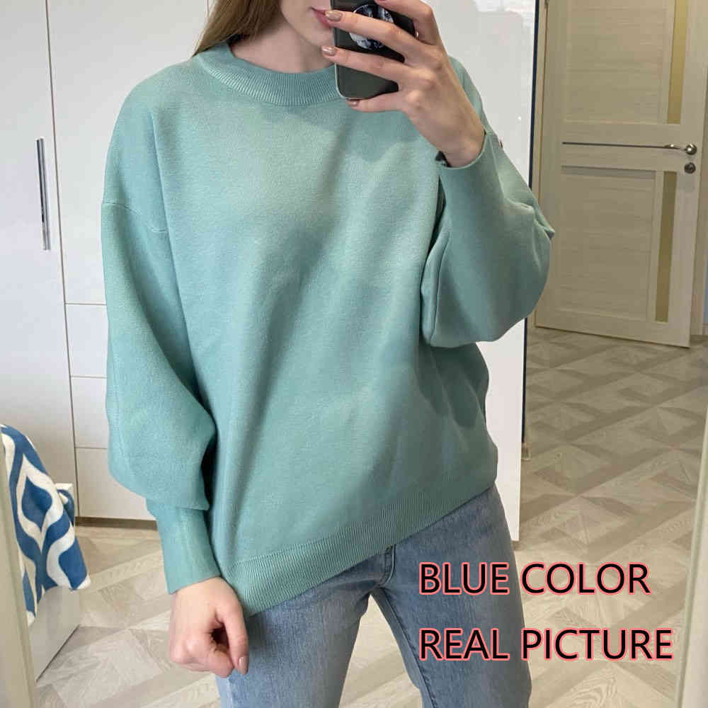 Pull Femme Winter Autumn Oversized Knitted Cashmere Blend Sweater Women Lantern Sleeve Basic Thicken Pullovers C-234 210522