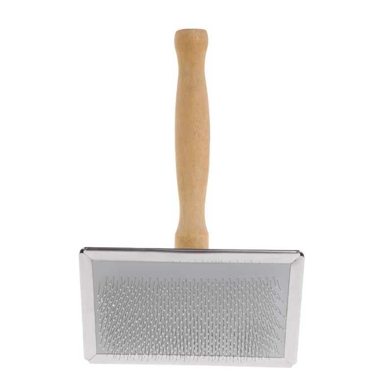 Pet Grooming Kam Gift Hair Remove Brush Wood Handle Slicker Dog Cat Supply T8WB